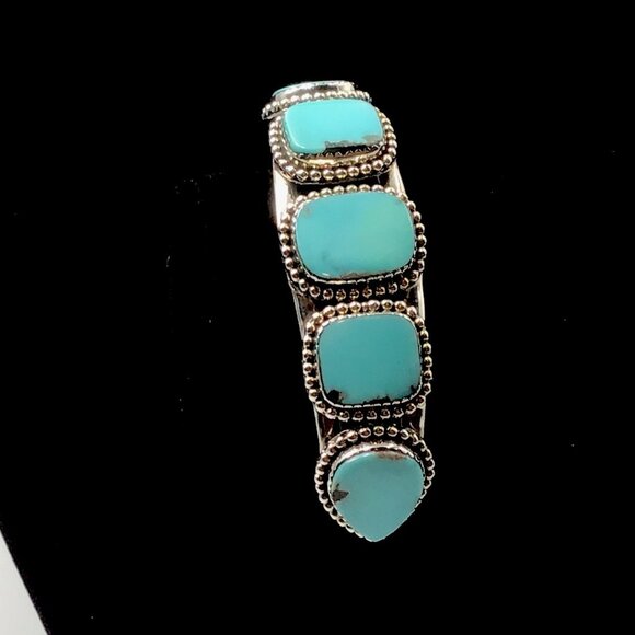 Sterling Silver Turquoise Cuff Bracelet 35 Grams 6.75” - Picture 1 of 11